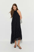 Halterneck asymmetric dress