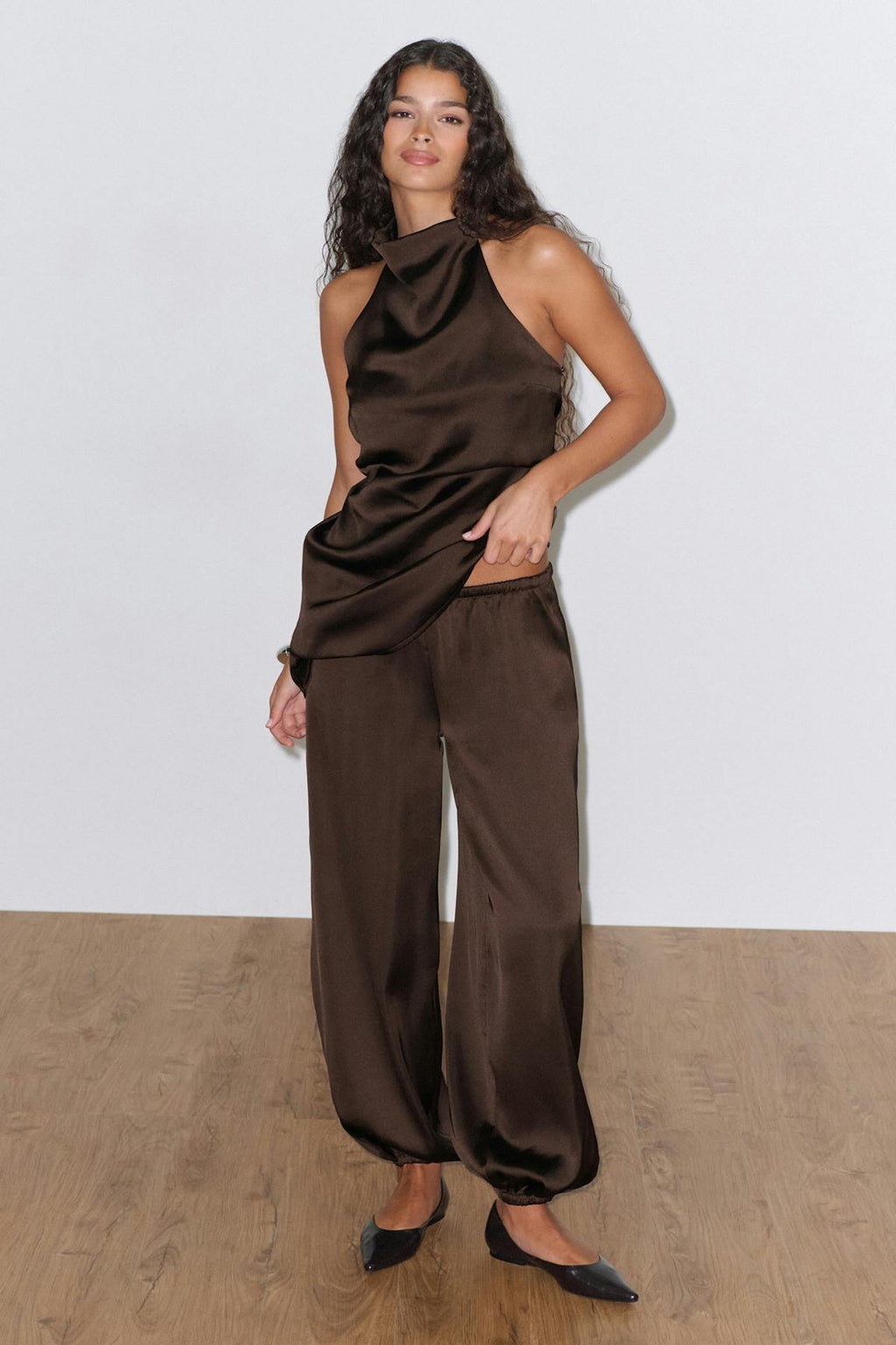 Satin balloon trousers