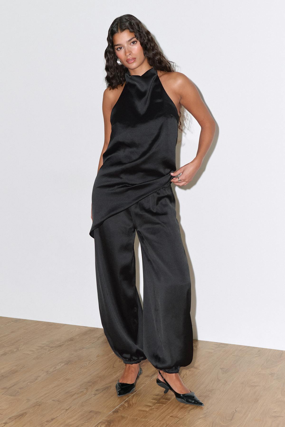 Satin balloon trousers