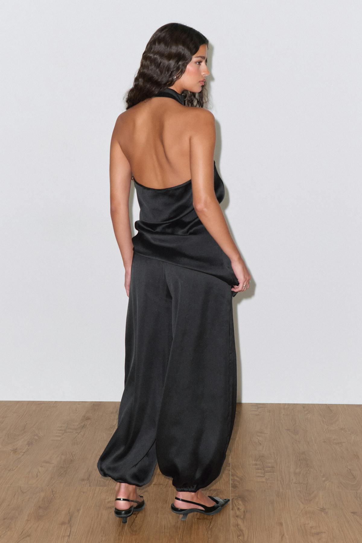 Satin balloon trousers