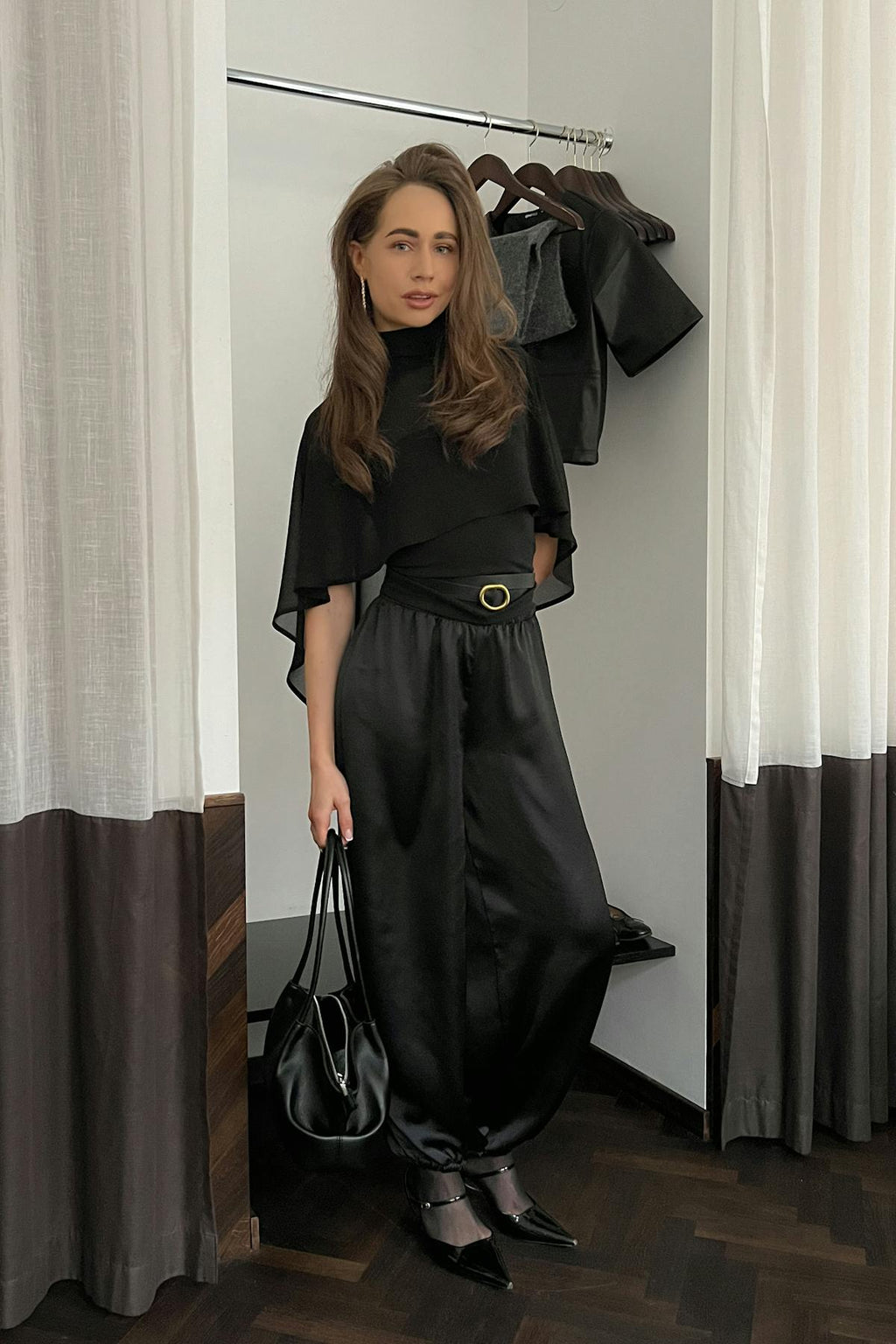 Satin balloon trousers
