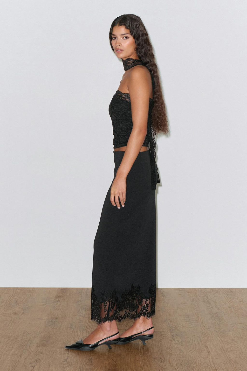 Lace midi skirt