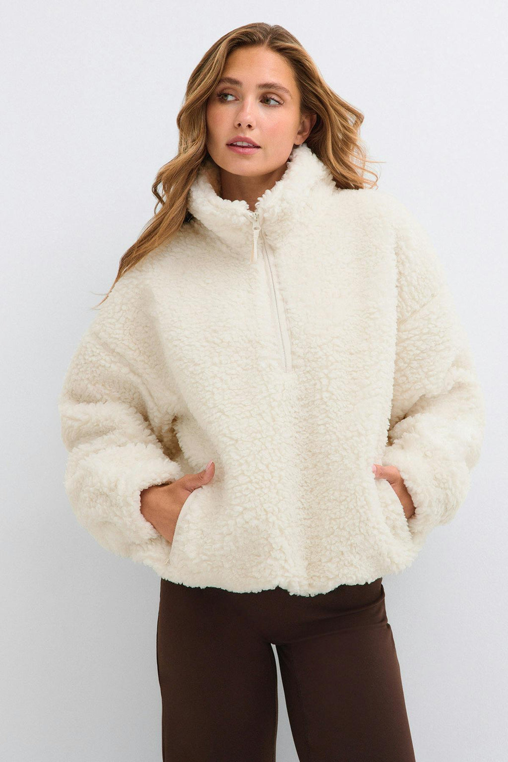 Half zip pile jacket