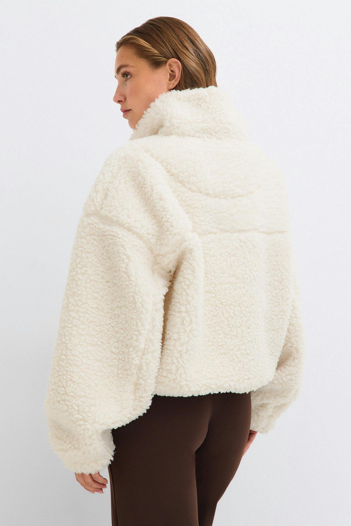 Half zip pile jacket
