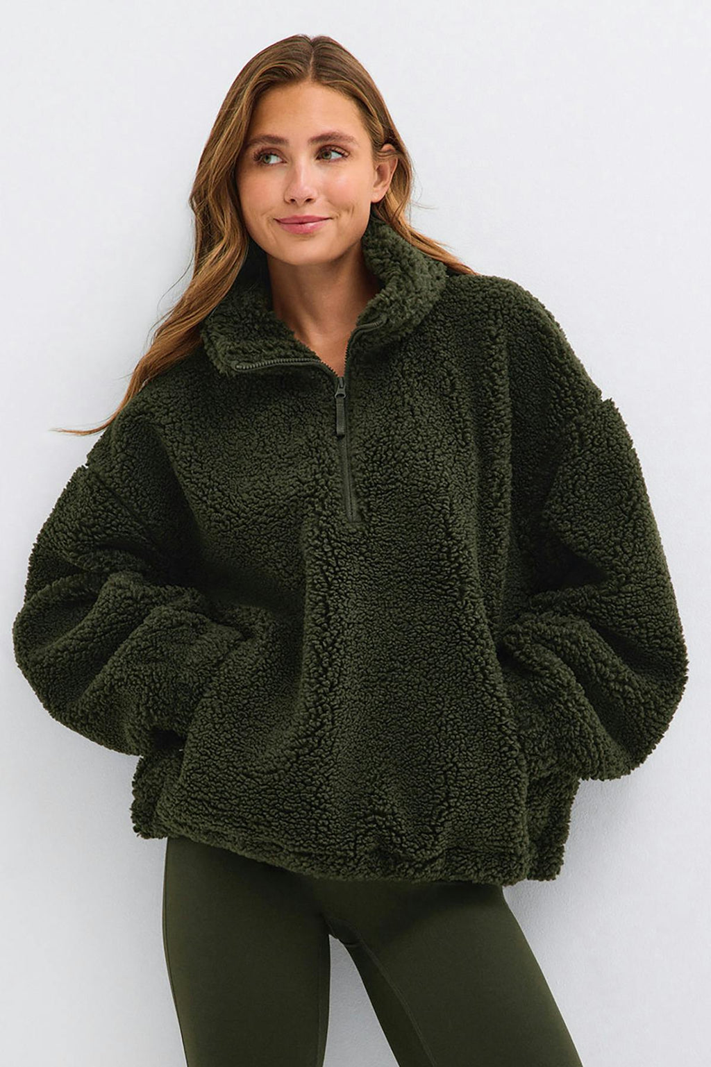 Half zip pile jacket