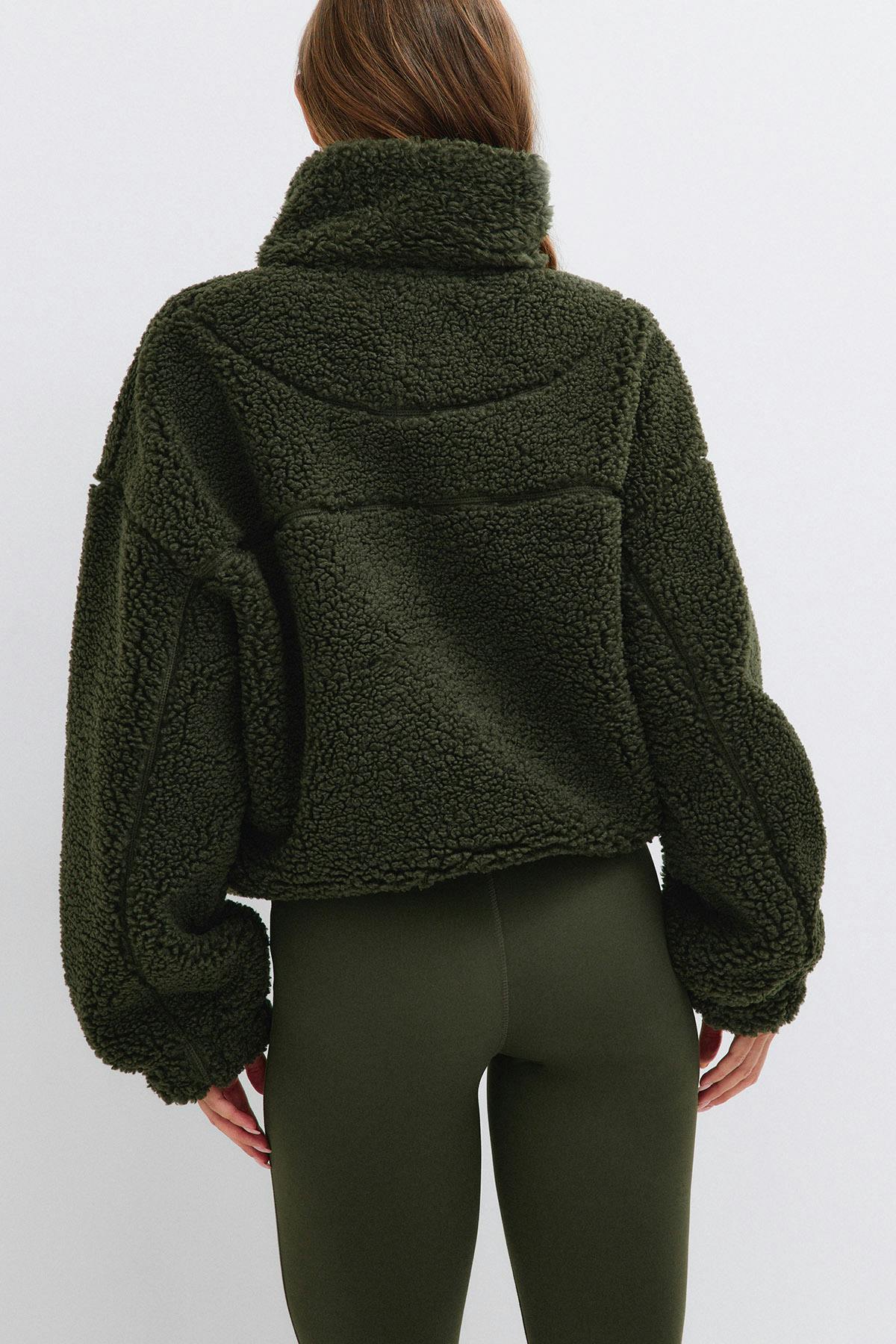 Half zip pile jacket
