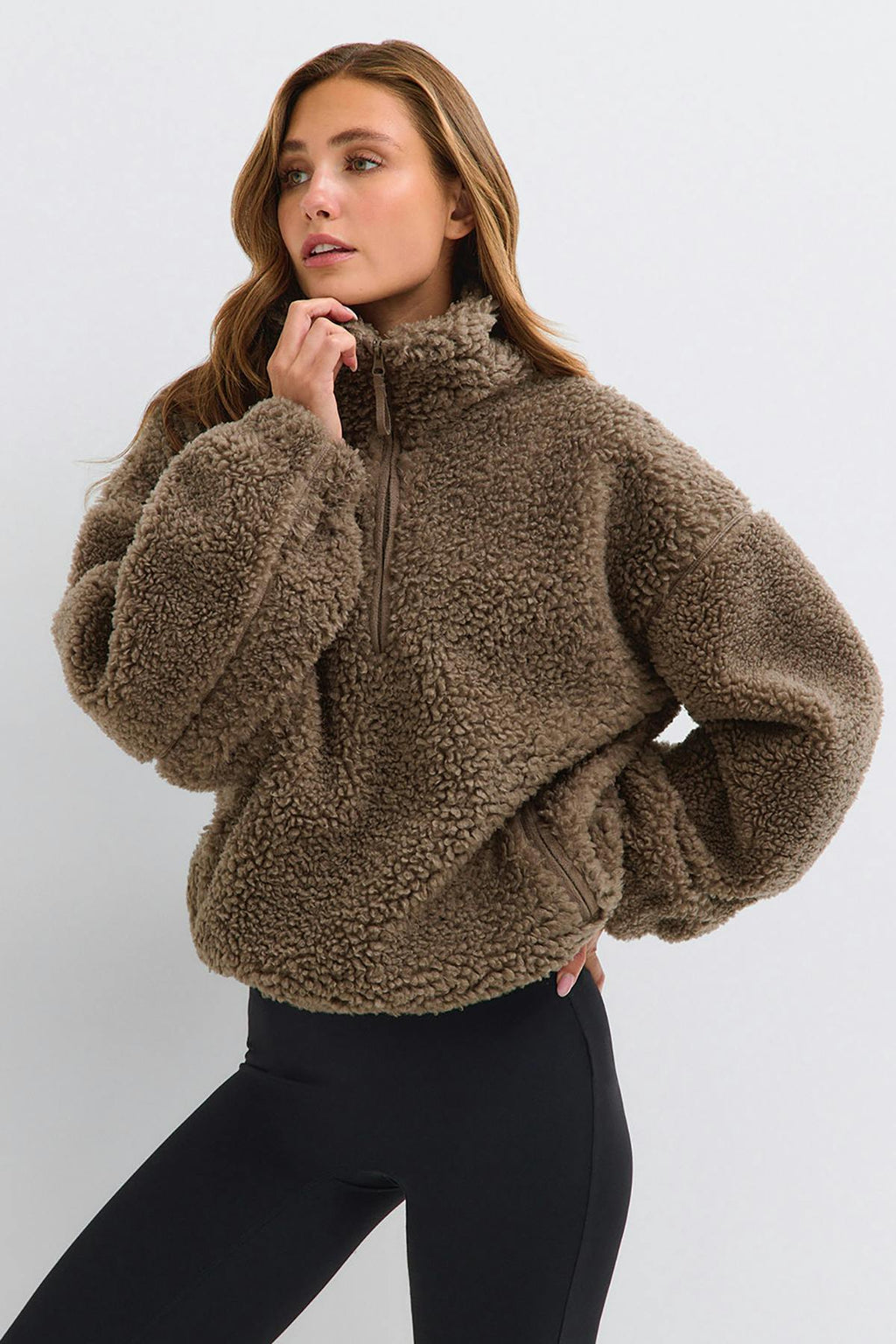 Half zip pile jacket