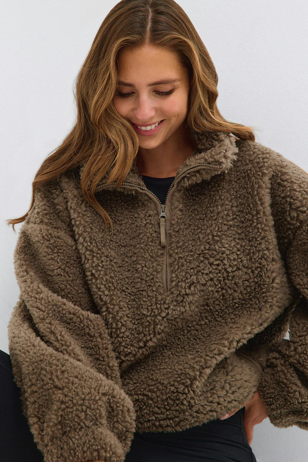 Half zip pile jacket