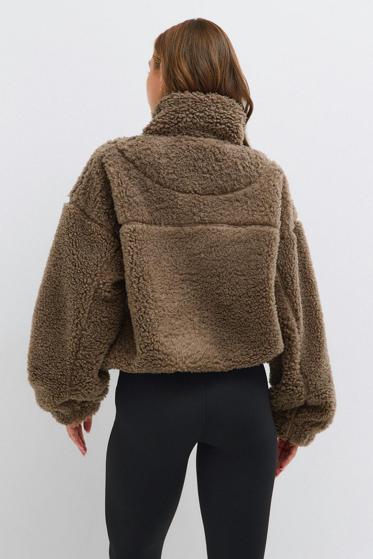 Half zip pile jacket