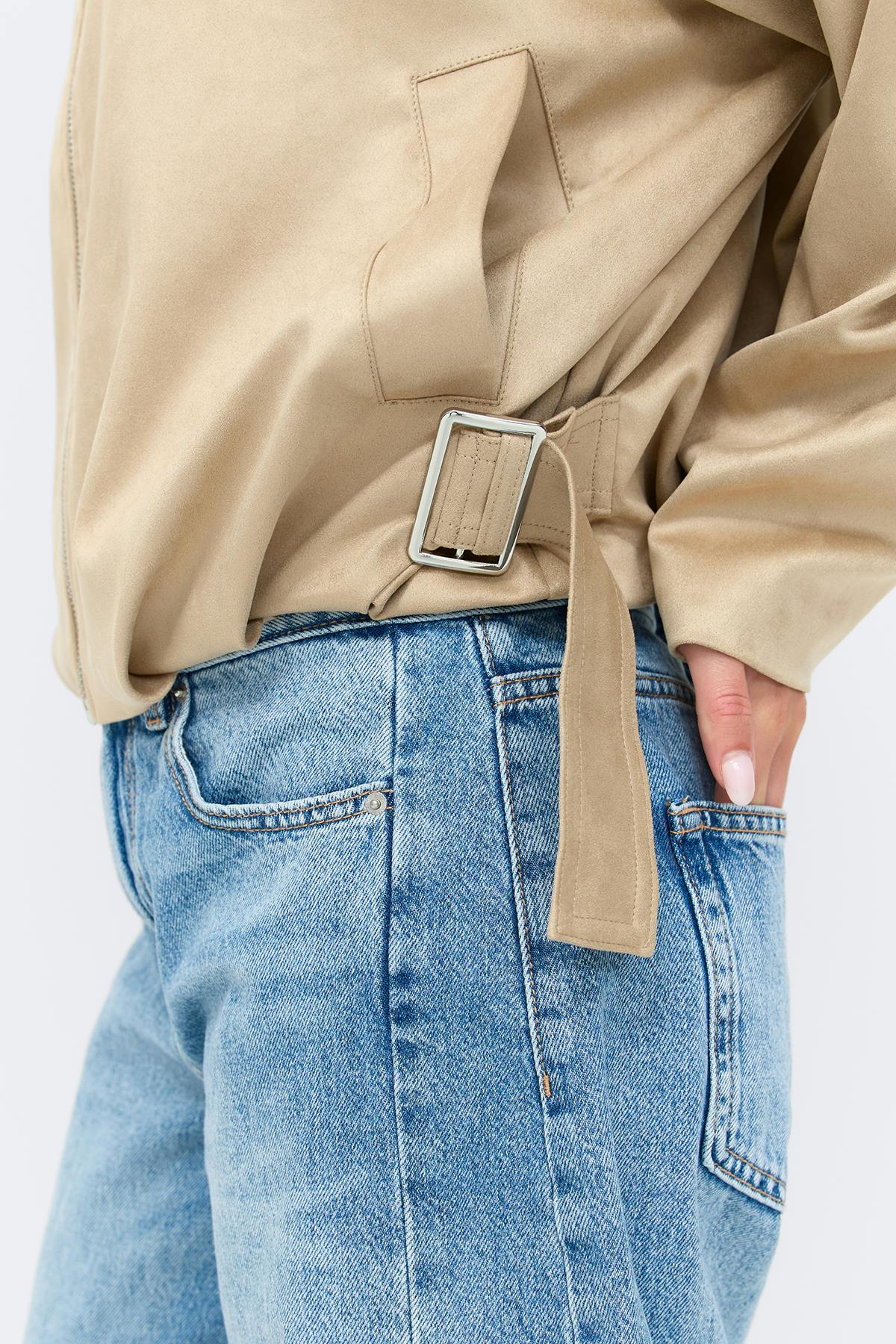 Faux suede high neck jacket
