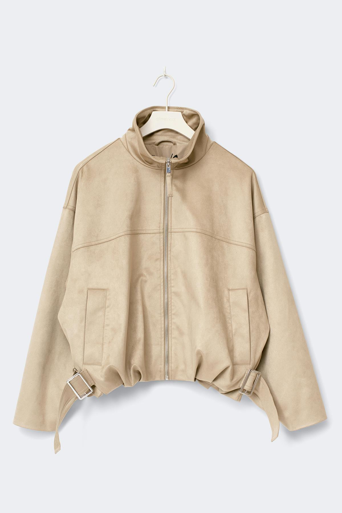 Faux suede high neck jacket