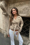 14+ short belted trench jacket