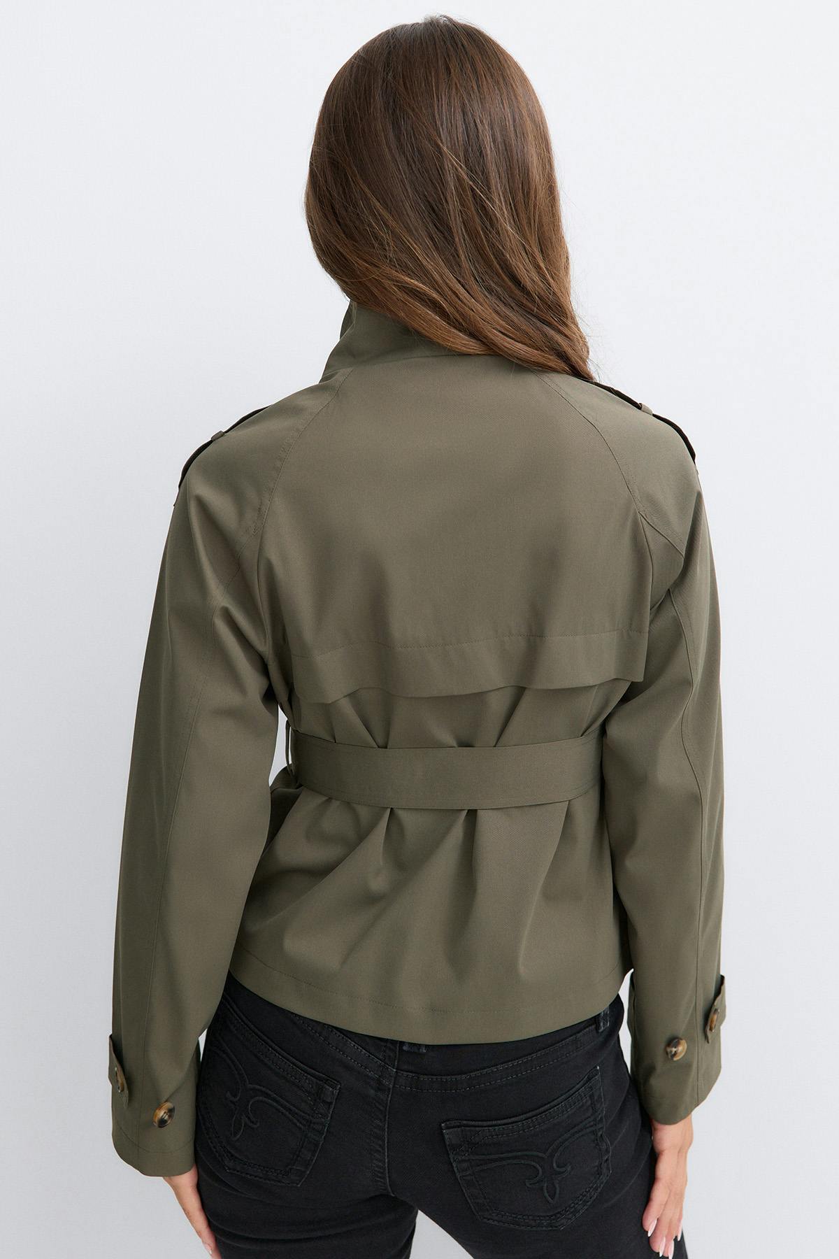 14+ short belted trench jacket