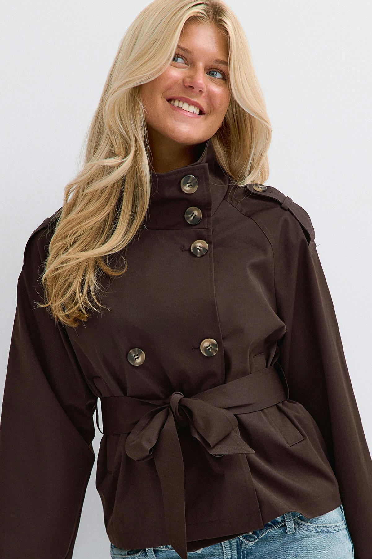 14+ short belted trench jacket