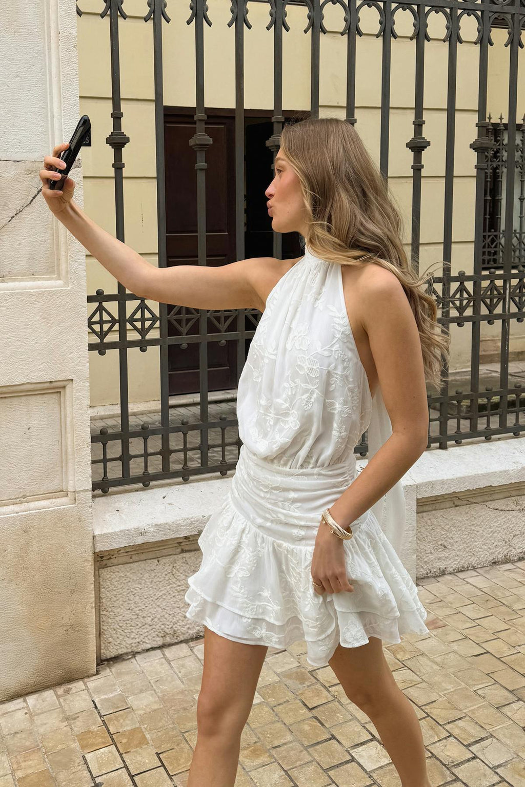 Embroidery mini dress