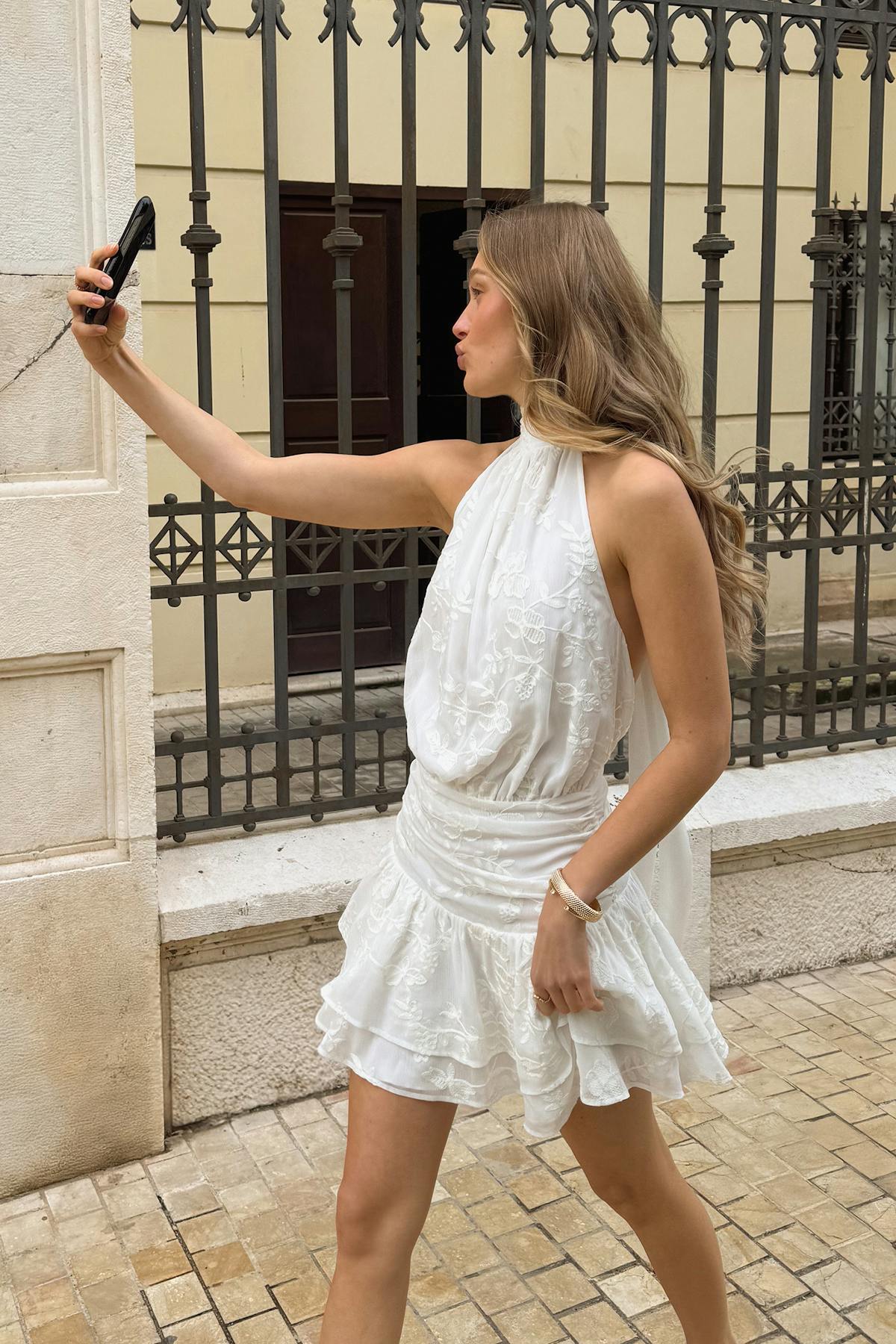 Embroidery mini dress