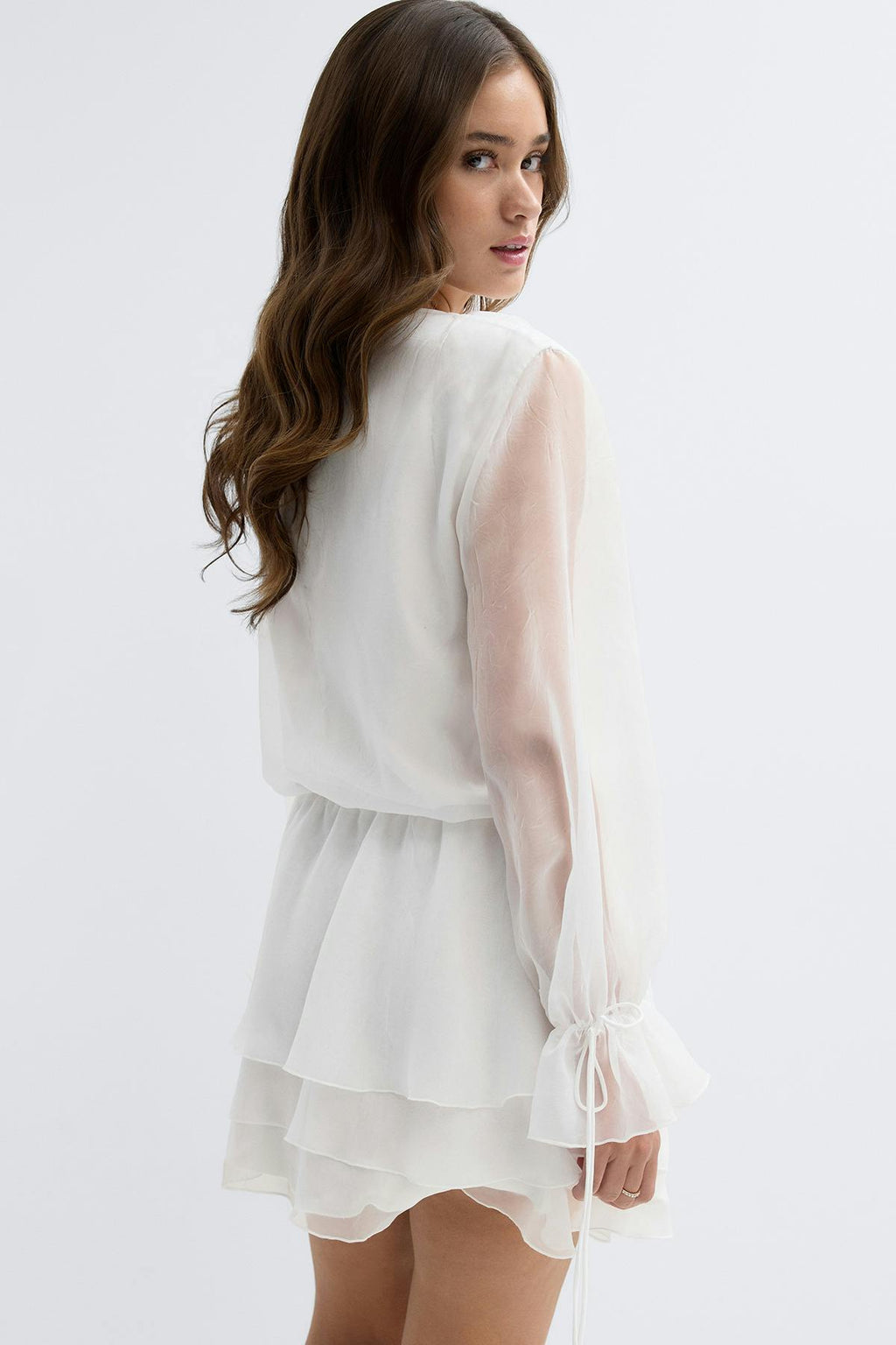 Long sleeve frill mini dress