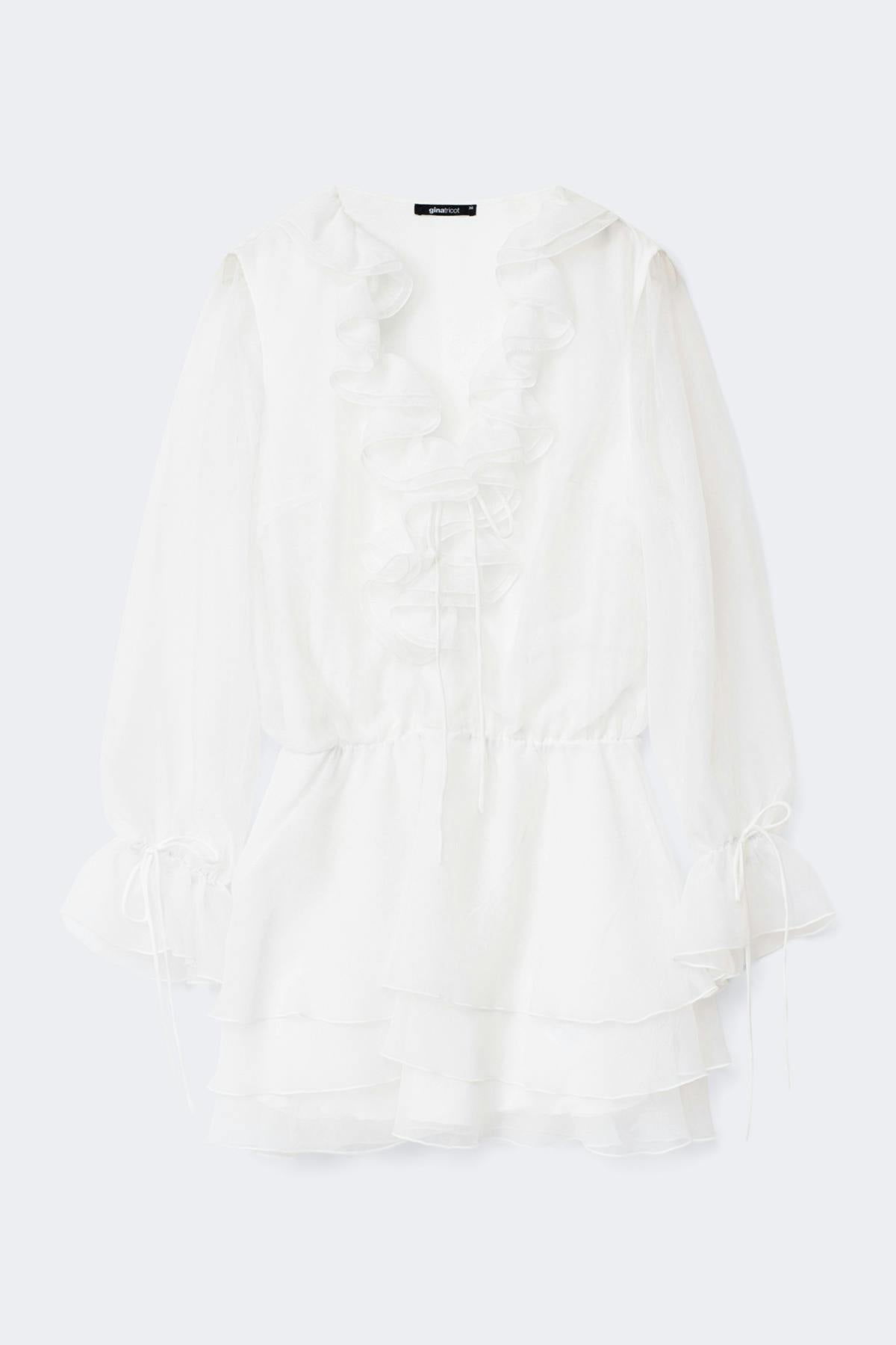 Long sleeve frill mini dress