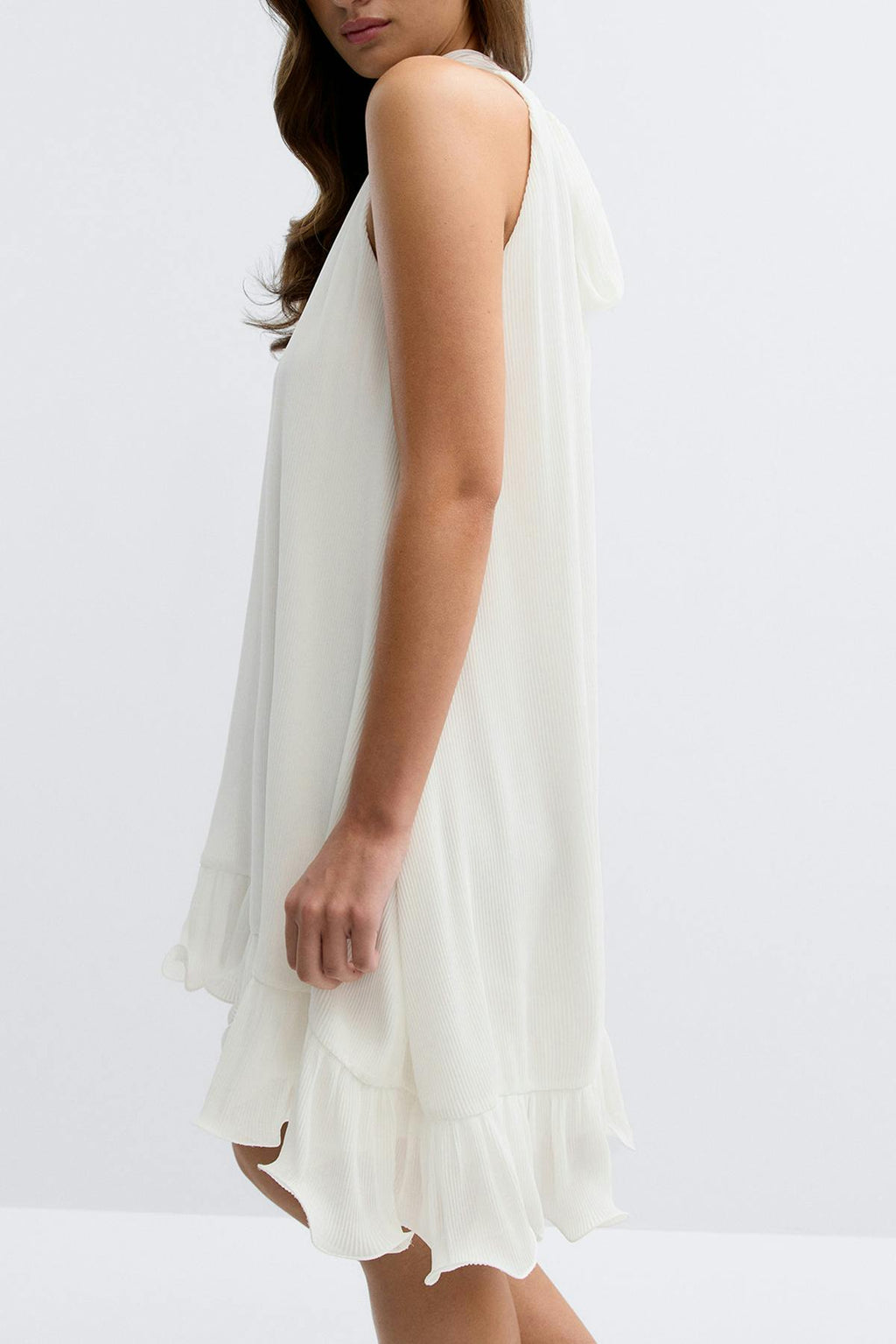 Pleated frill mini dress