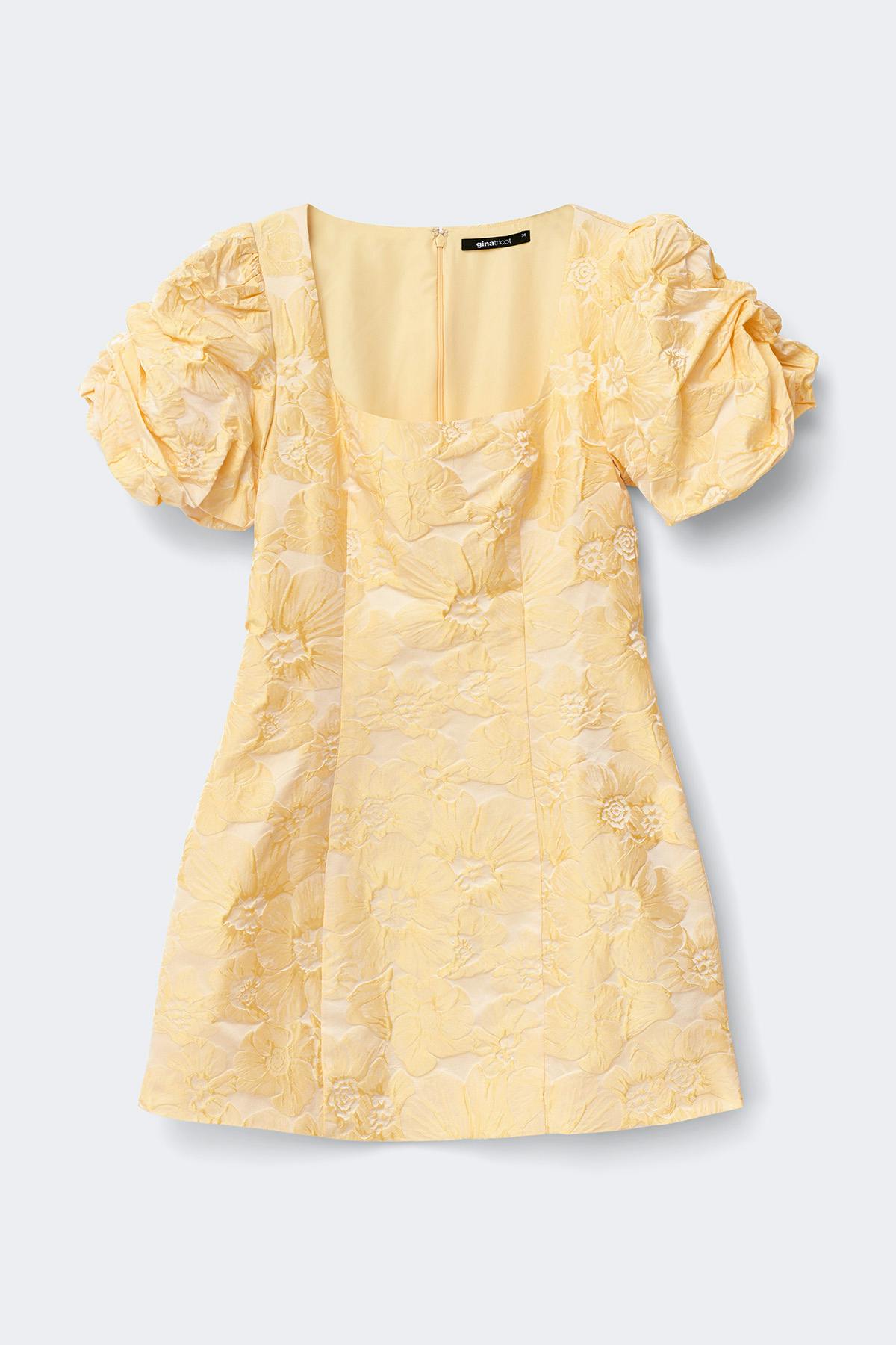 Brocade puffsleeve mini dress