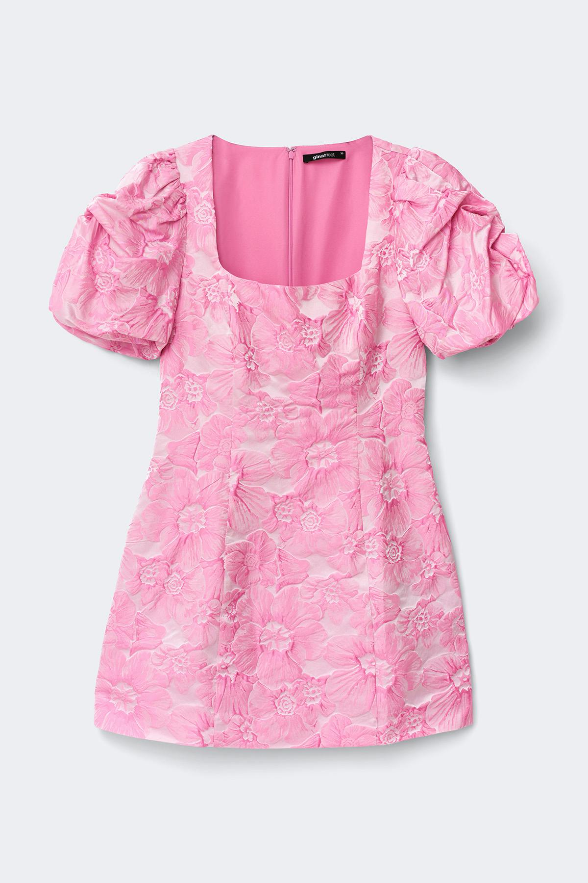 Brocade puffsleeve mini dress