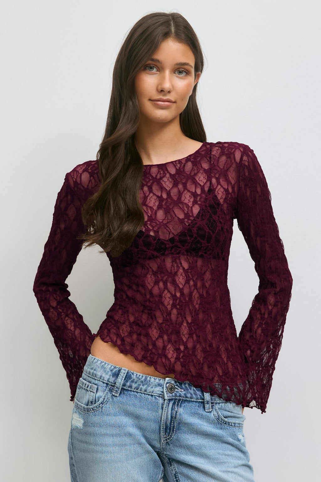 14+ asymmetric lace top