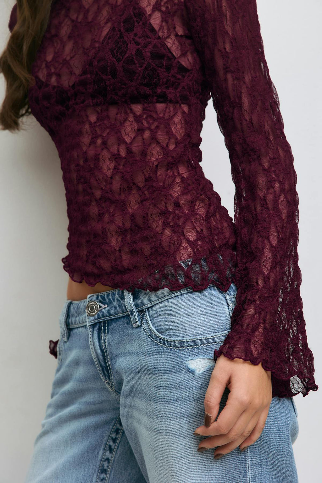 14+ asymmetric lace top