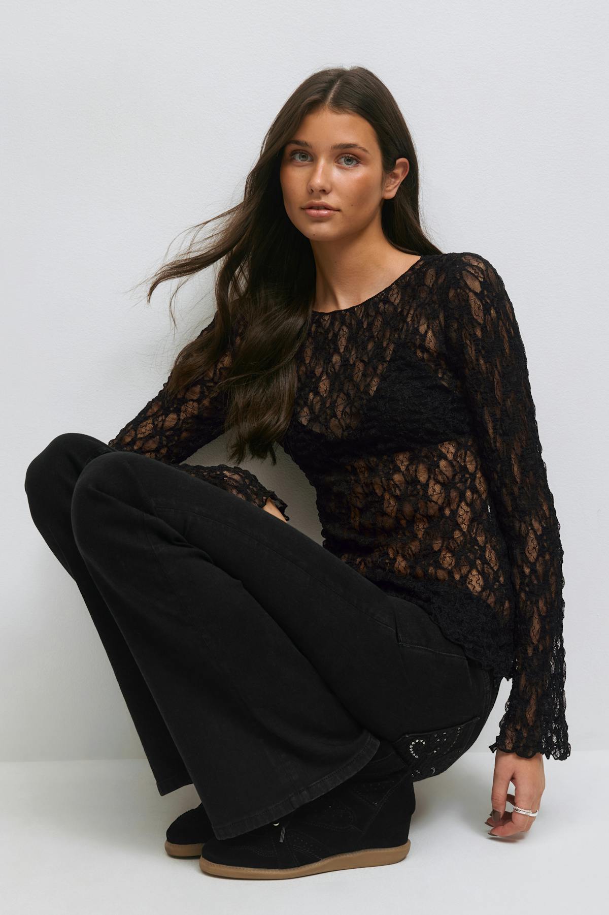 14+ asymmetric lace top