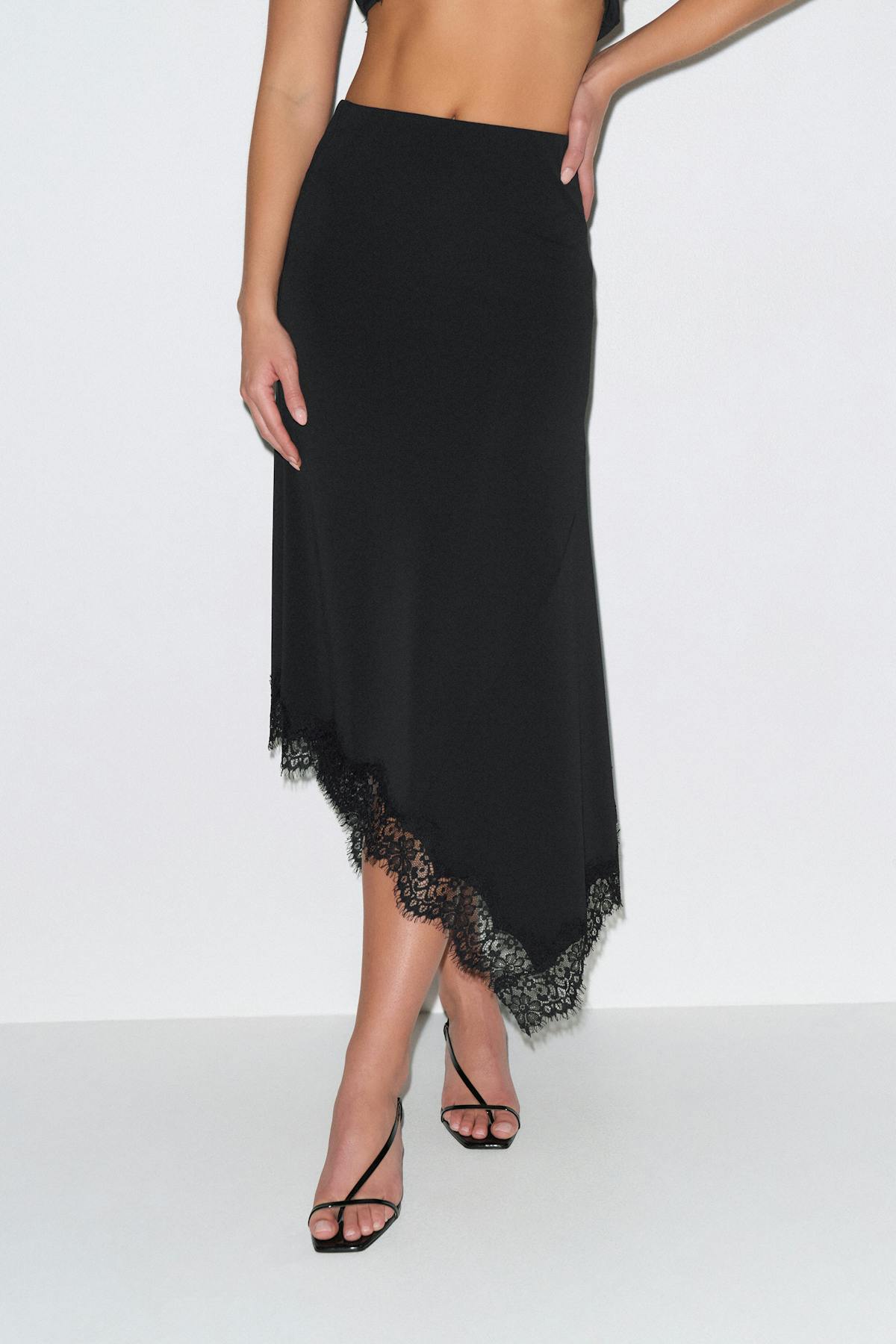 Asymmetric lace skirt
