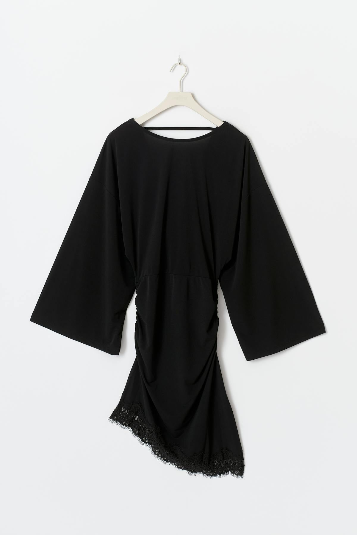 Asymmetric lace mini dress