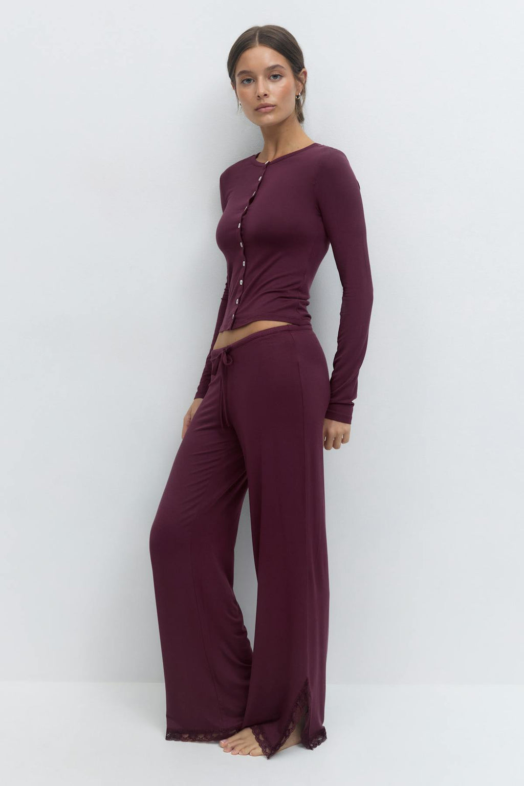 Soft lace loungewear trousers