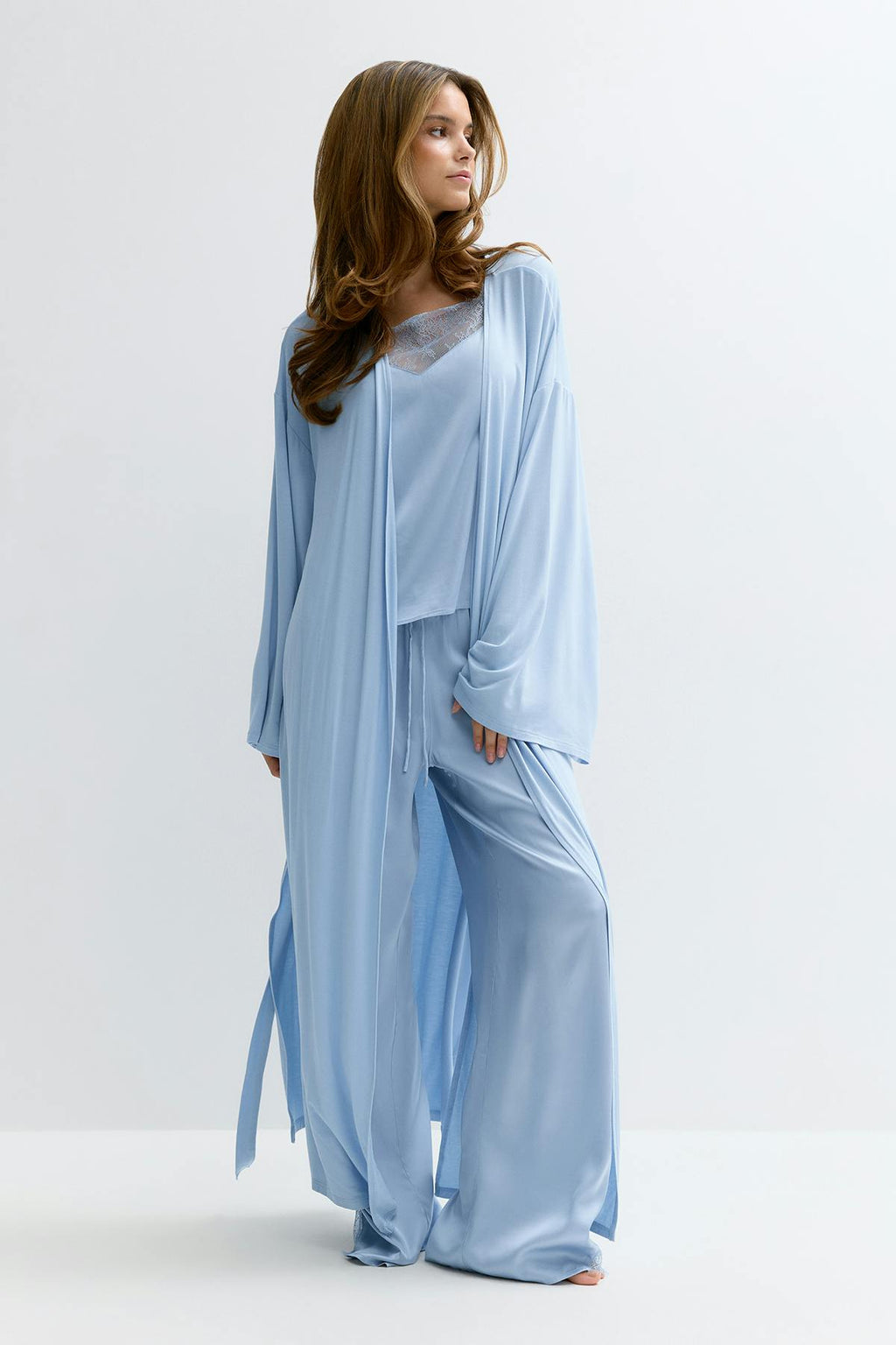 Soft slit loungewear robe
