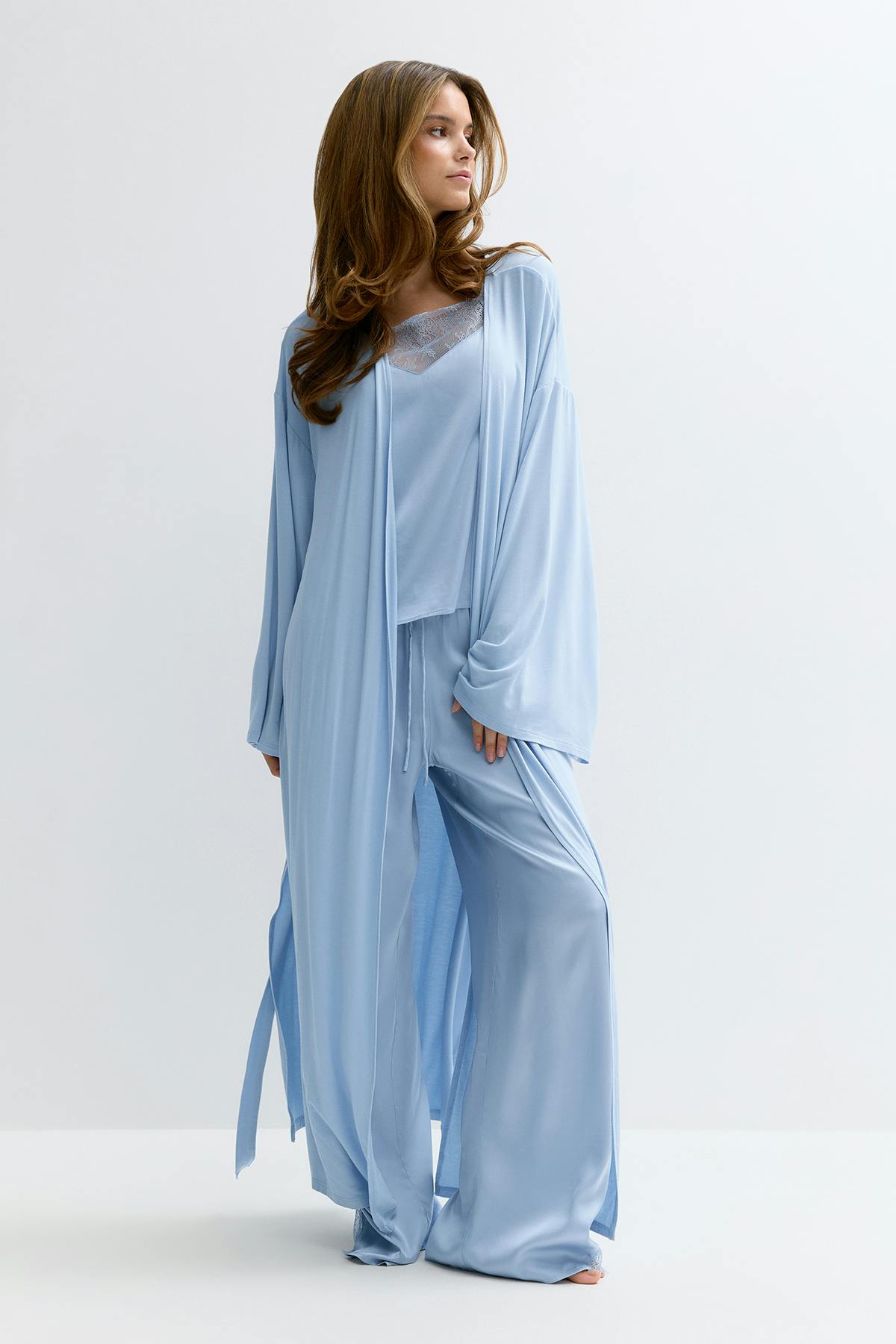 Soft slit loungewear robe
