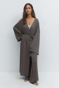 Soft slit loungewear robe