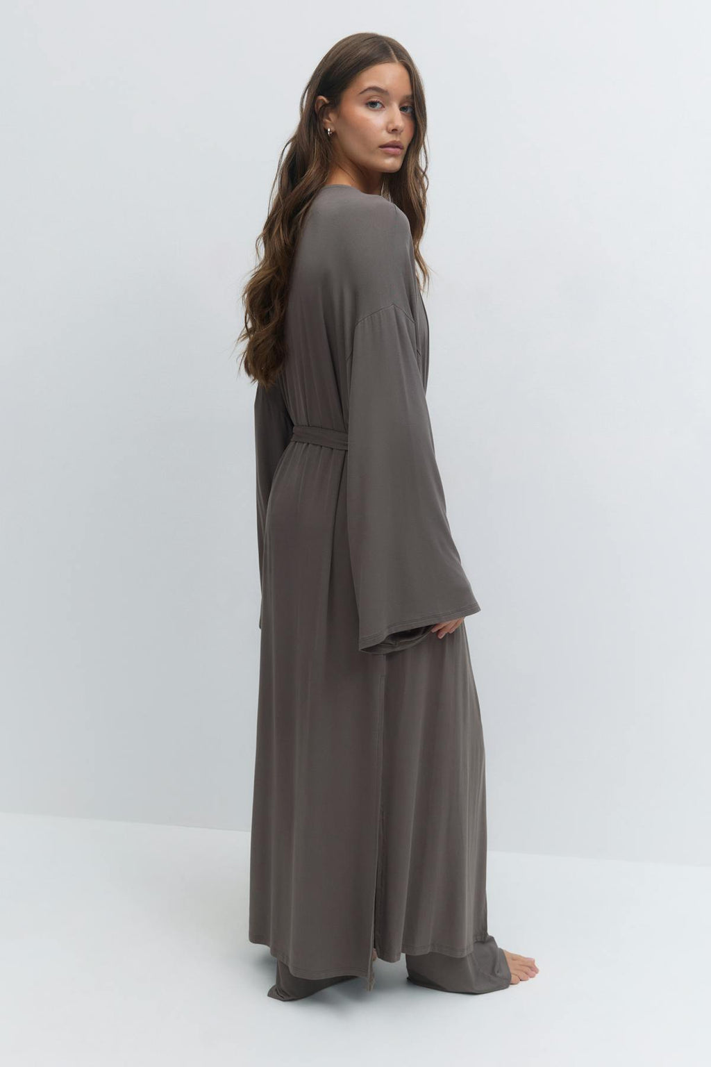 Soft slit loungewear robe