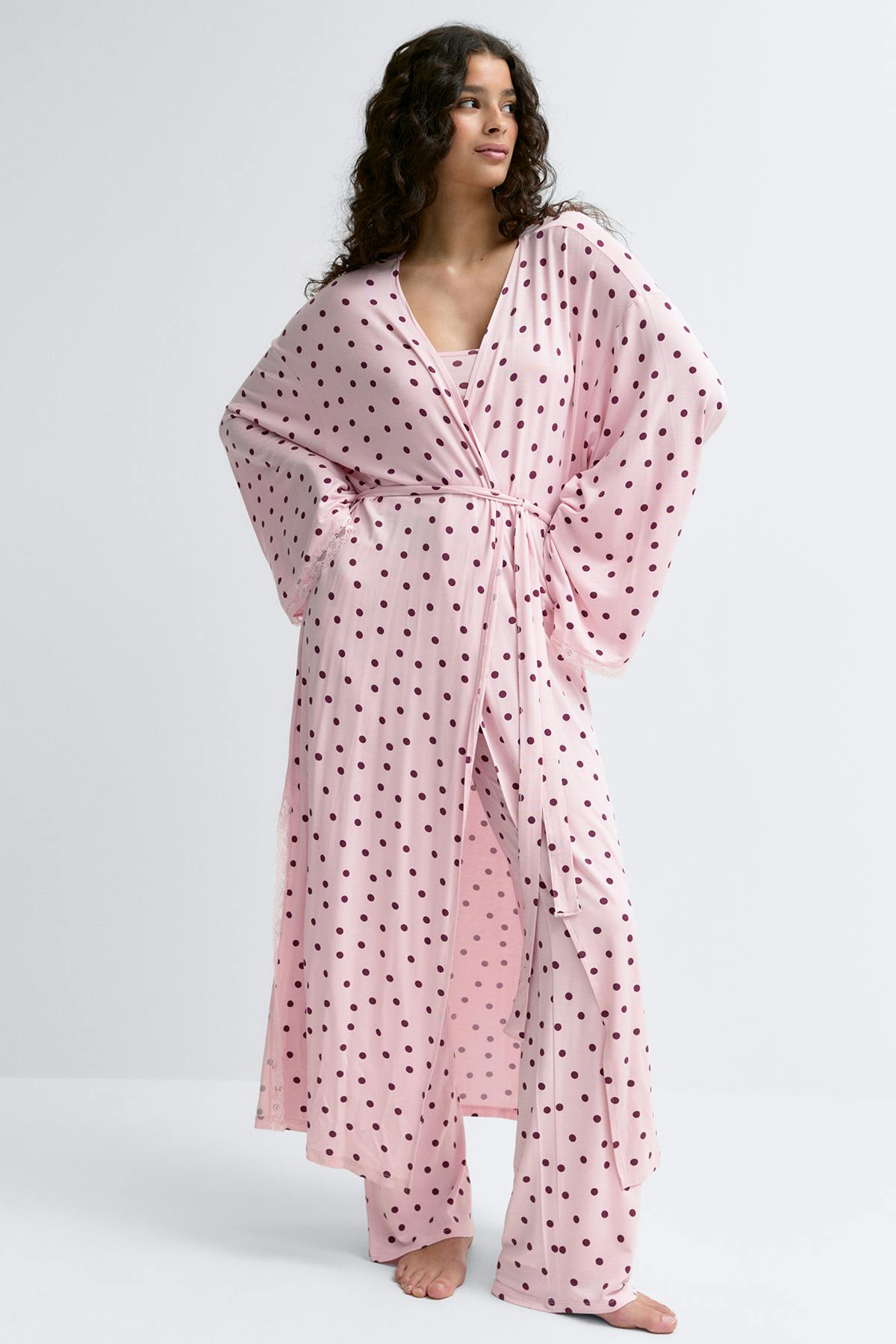 Soft lace loungewear robe