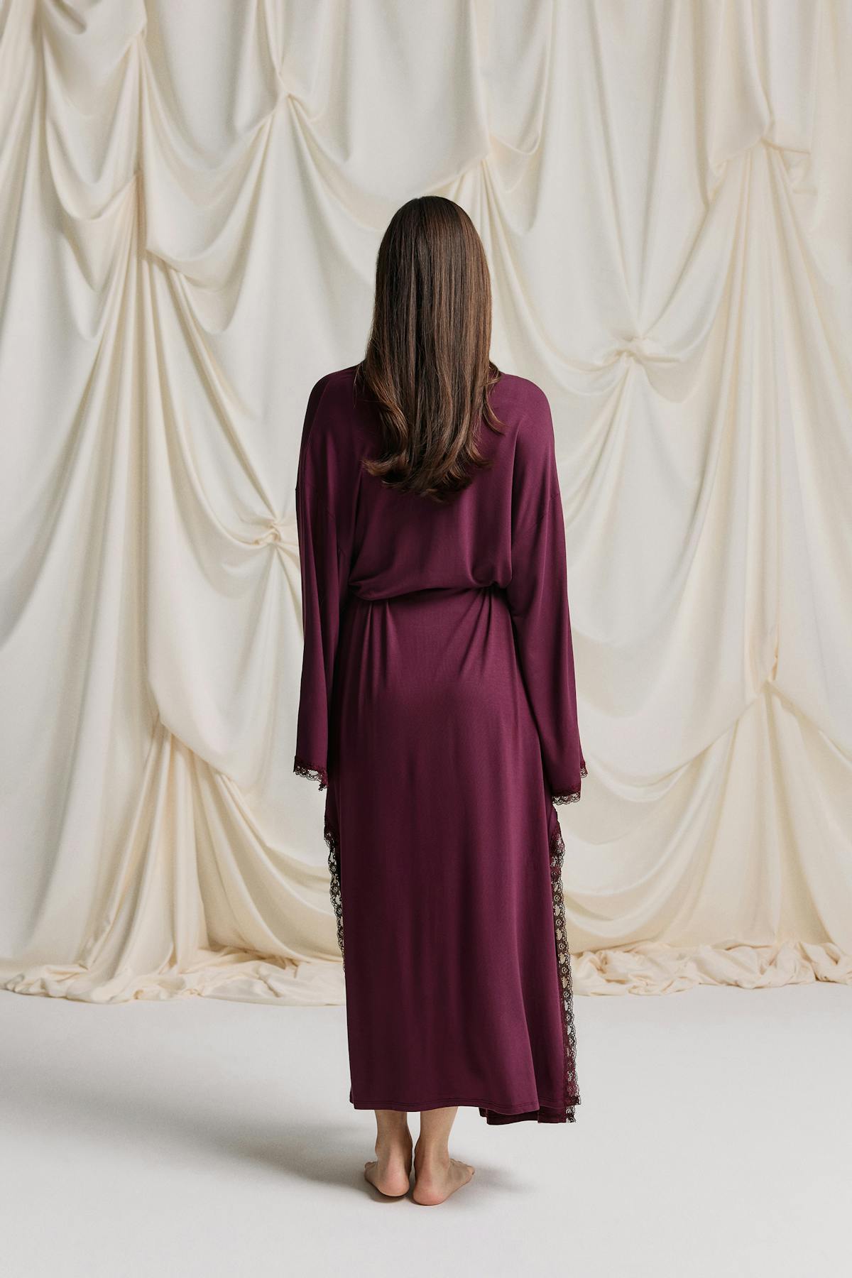 Soft lace loungewear robe