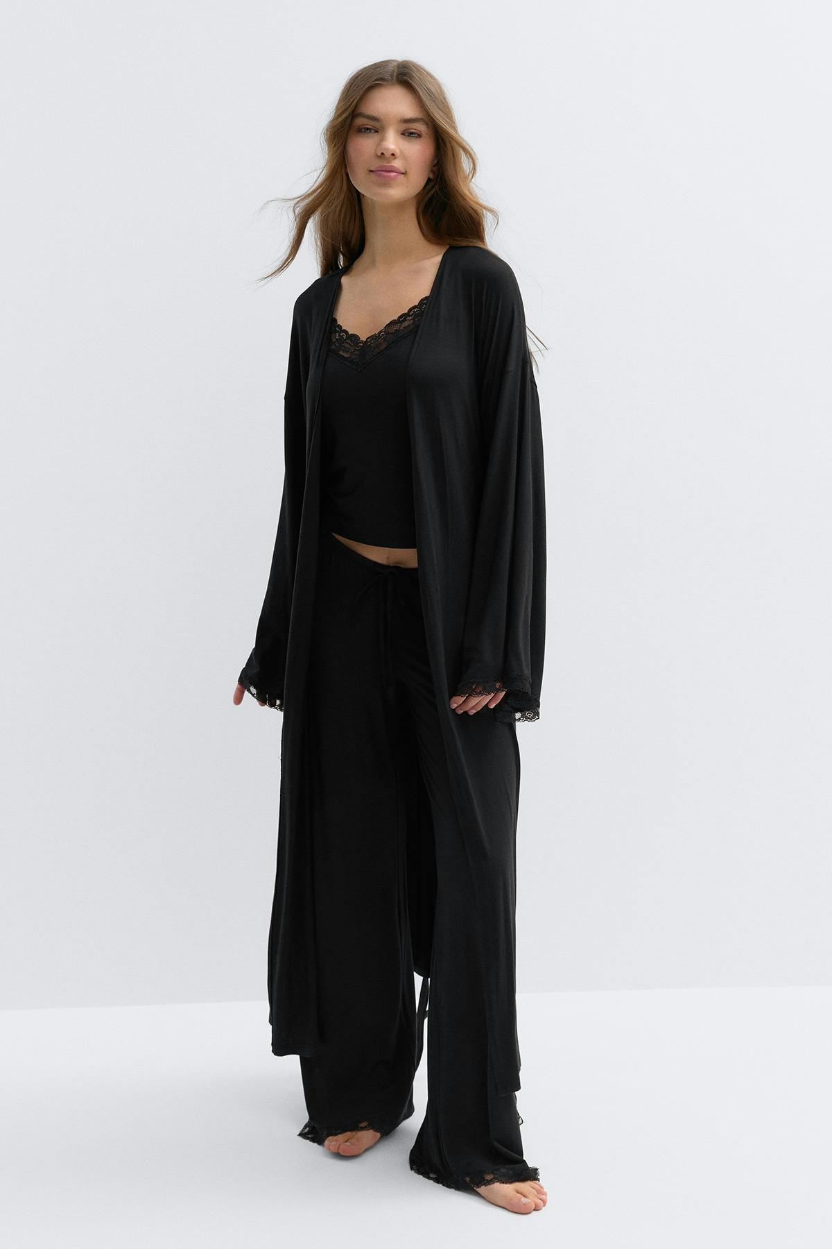Soft lace loungewear robe