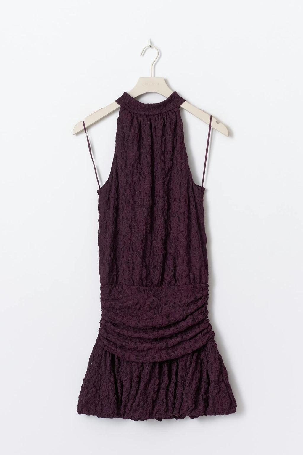 Halterneck lace mini dress
