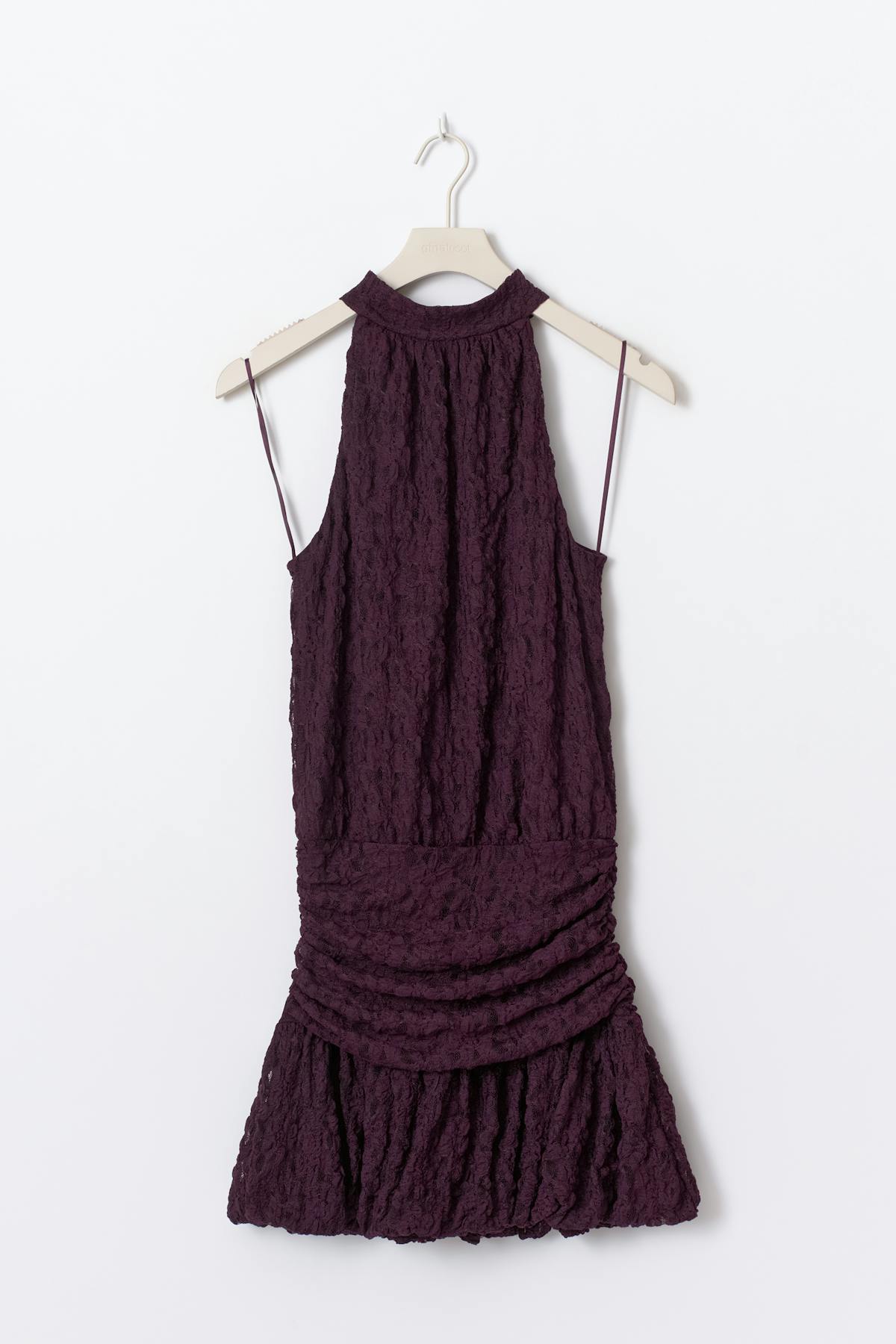 Halterneck lace mini dress