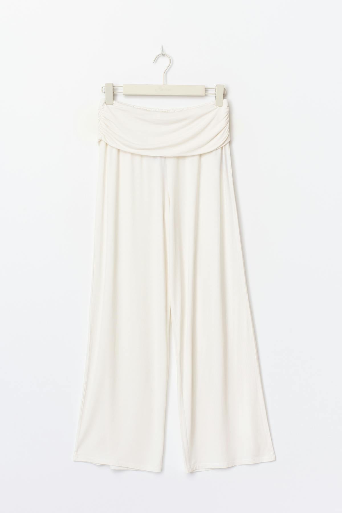 Folded wide yoga trousers