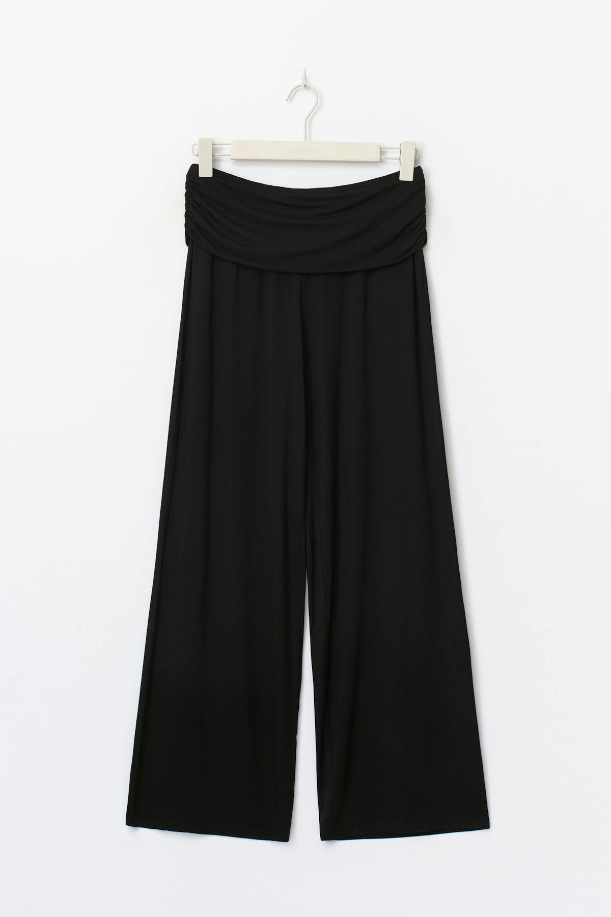 Folded wide yoga trousers
