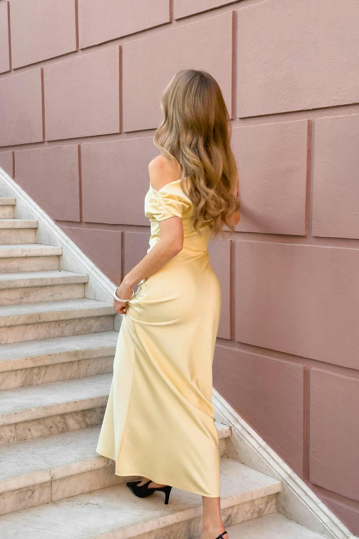 Draped satin maxi dress