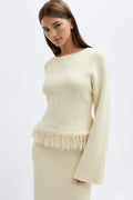 Knitted fringe sweater