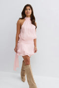 14+ open back frill dress