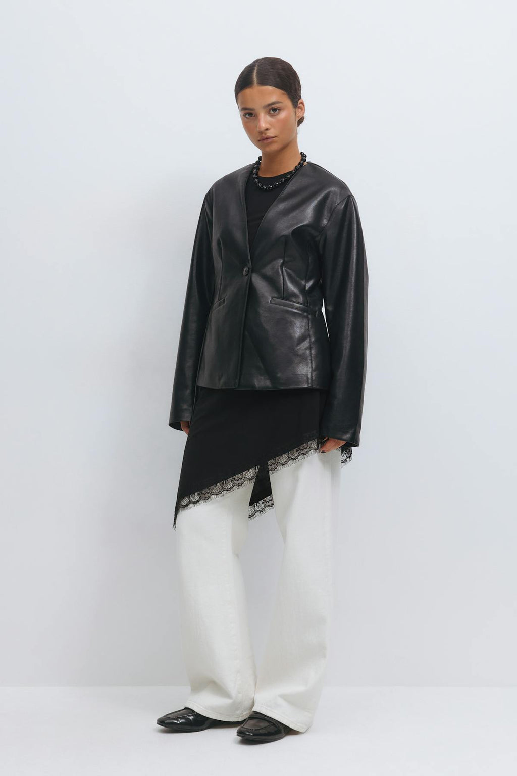 Asymmetric lace detail tunic