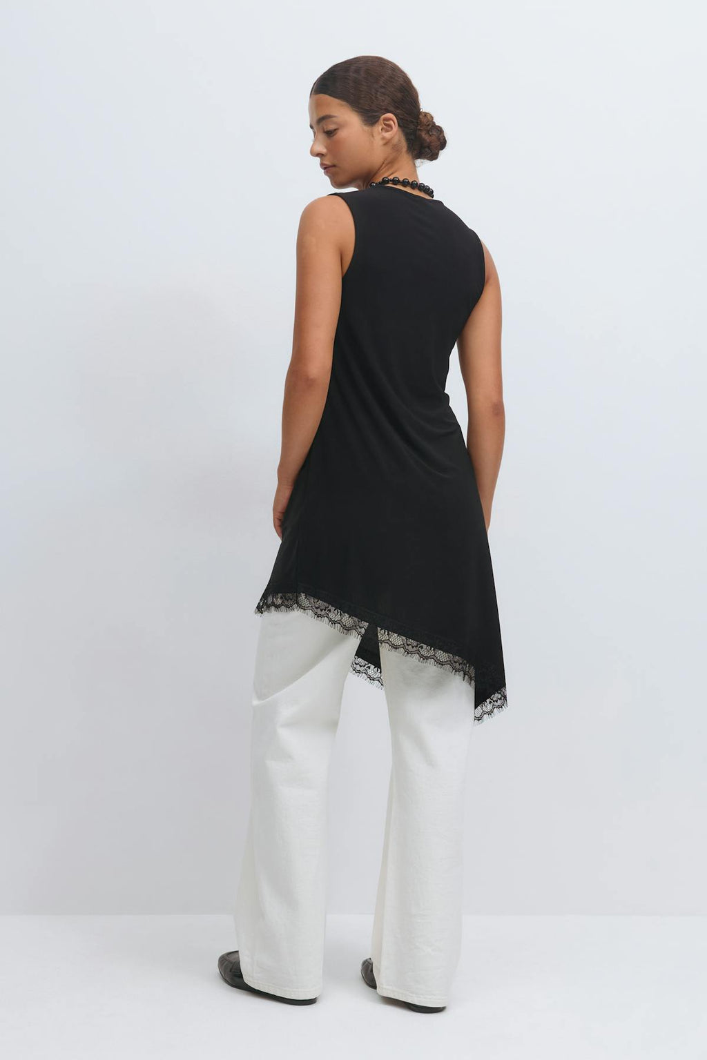 Asymmetric lace detail tunic