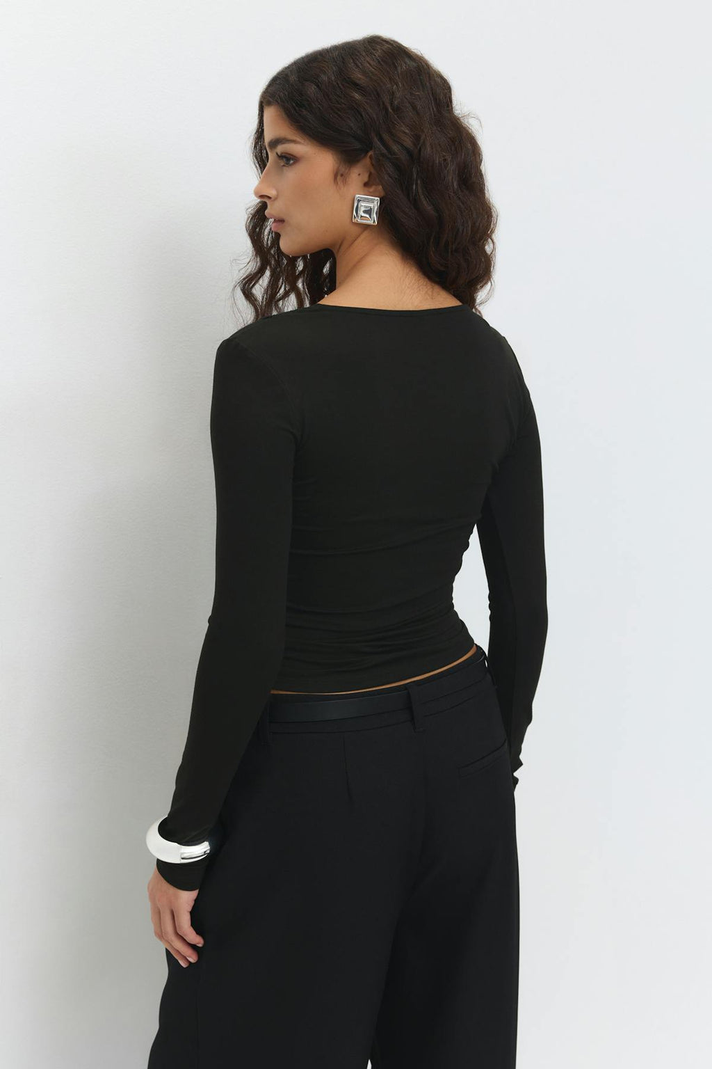 V-neck lace detail top