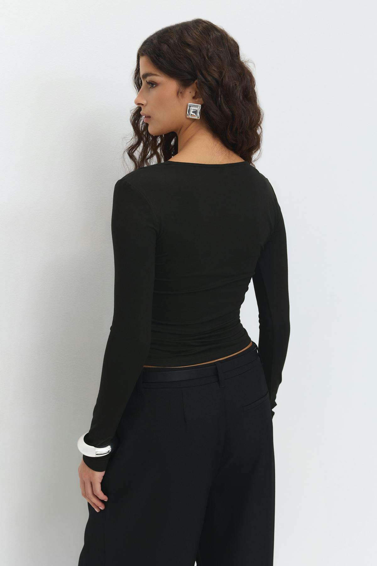V-neck lace detail top