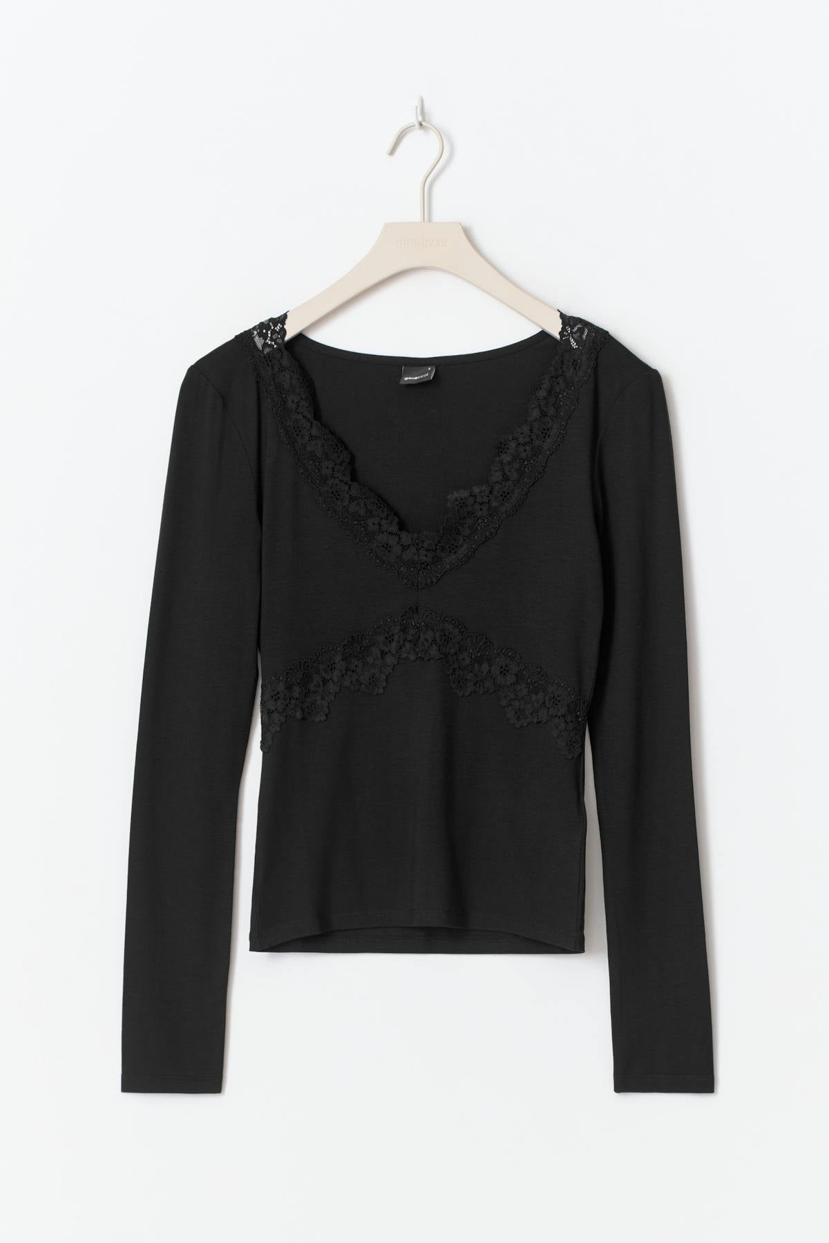 V-neck lace detail top
